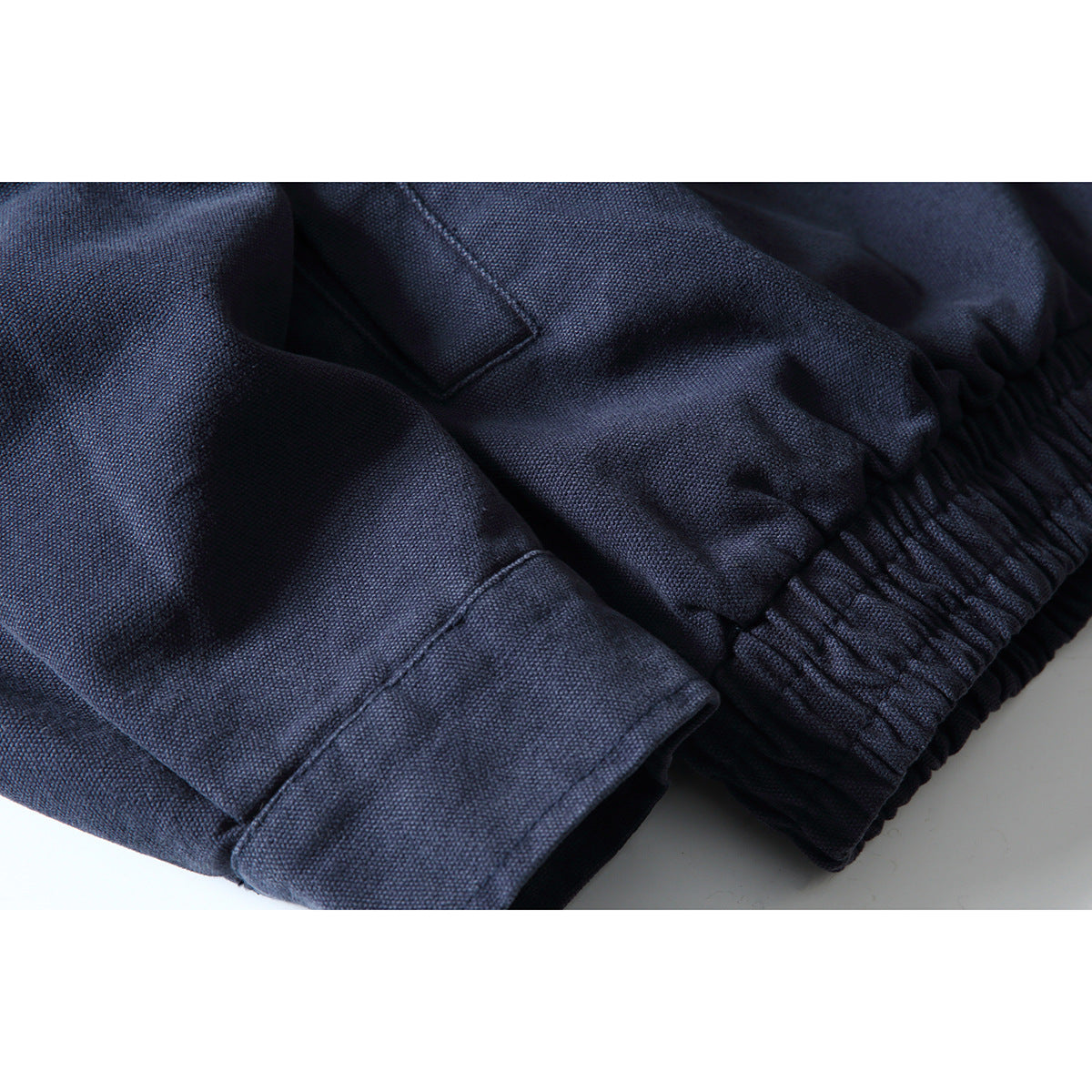 Men's Boxy Canvas Blouson with contrasting faux leather collar and elastic hem Chichicherry