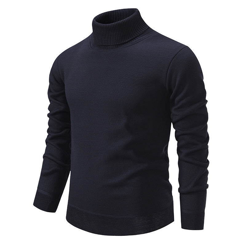 Men's Fitted Turtleneck Sweater made of Fine Knit with Ribbed Collar and Cuffs Chichicherry
