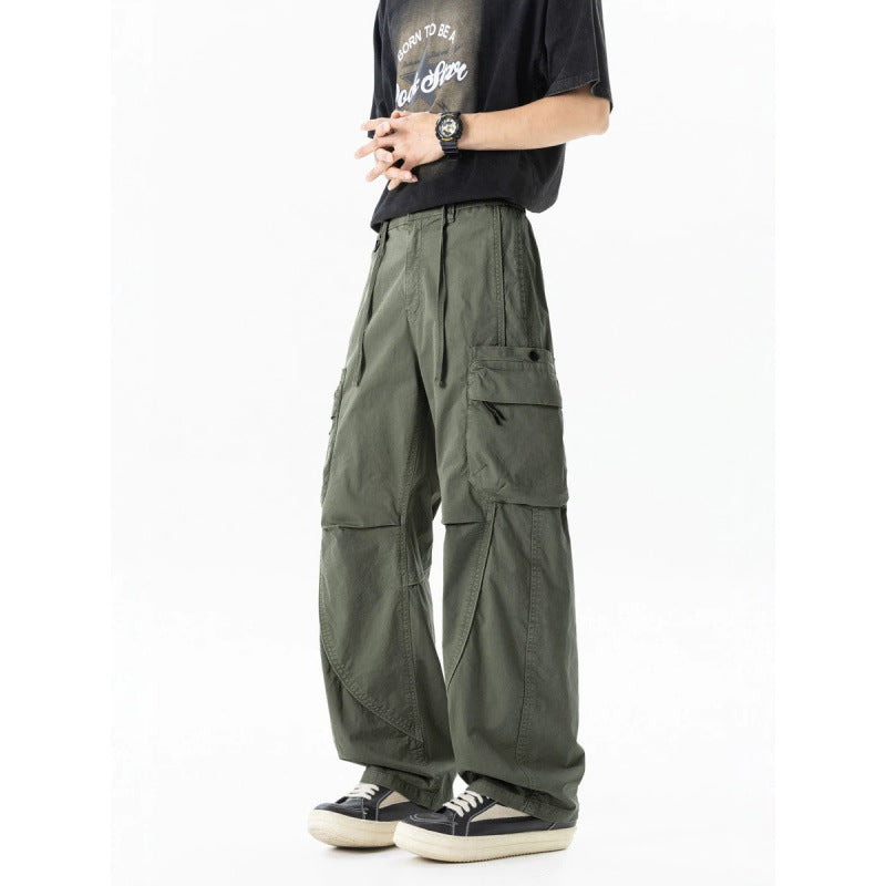 Men's Loose Cargo Pants in Baggy Cut with Utility Pockets and Drawstring Waist Chichicherry