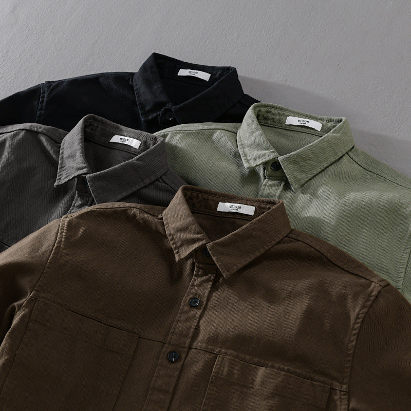 Men's overshirt shirt made of textured cotton twill with patch chest pockets and relaxed fit Chichicherry