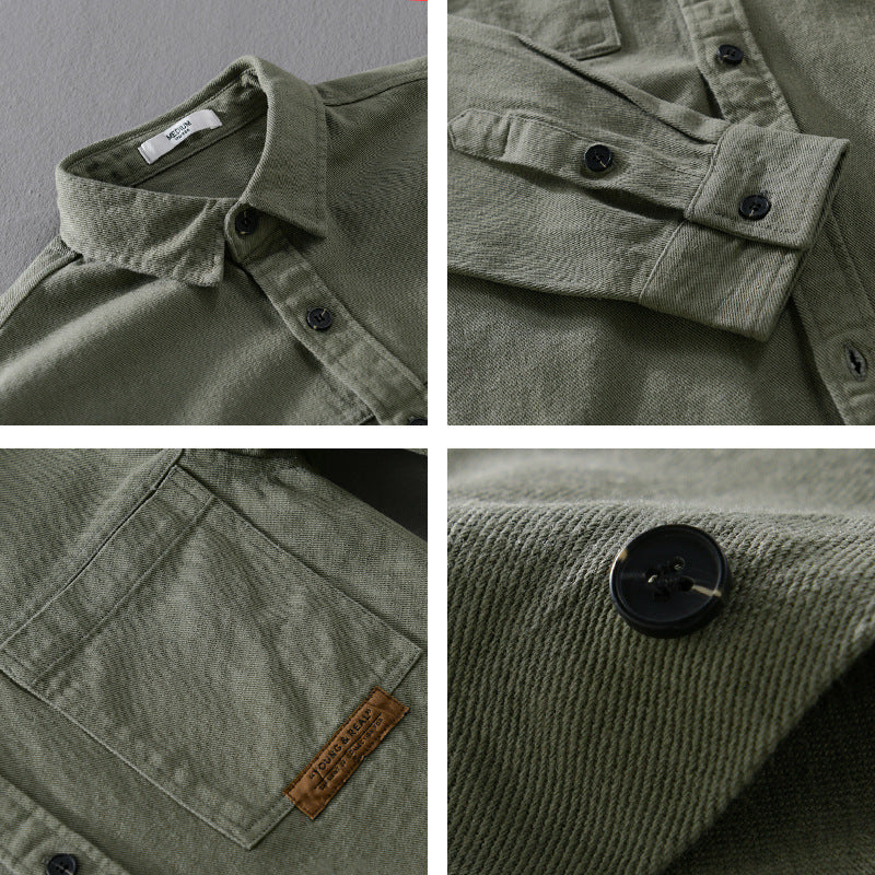 Men's overshirt shirt made of textured cotton twill with patch chest pockets and relaxed fit Chichicherry