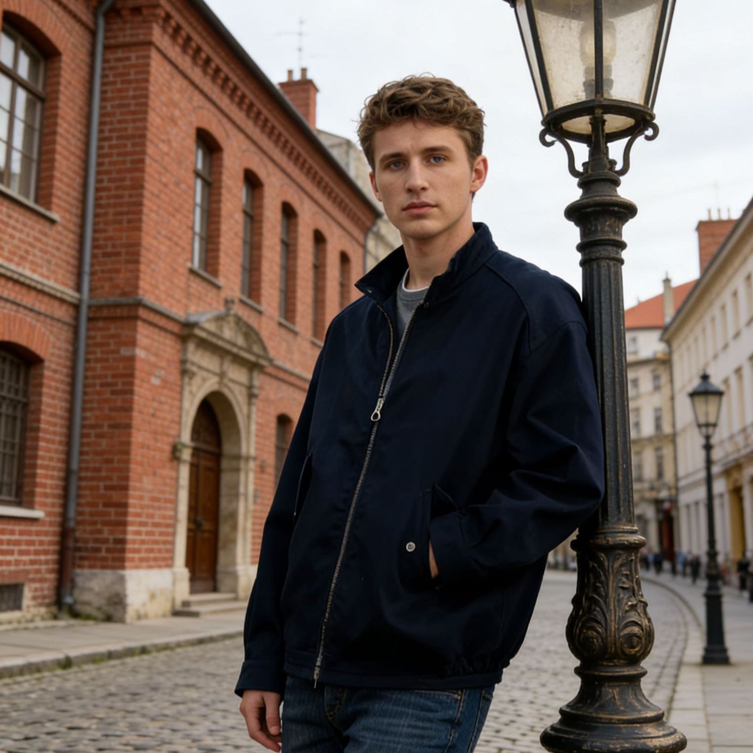 Herren Moderner Blouson mit Stehkragen, Zweiwege-Reißverschluss und elastischem Saum Chichicherry