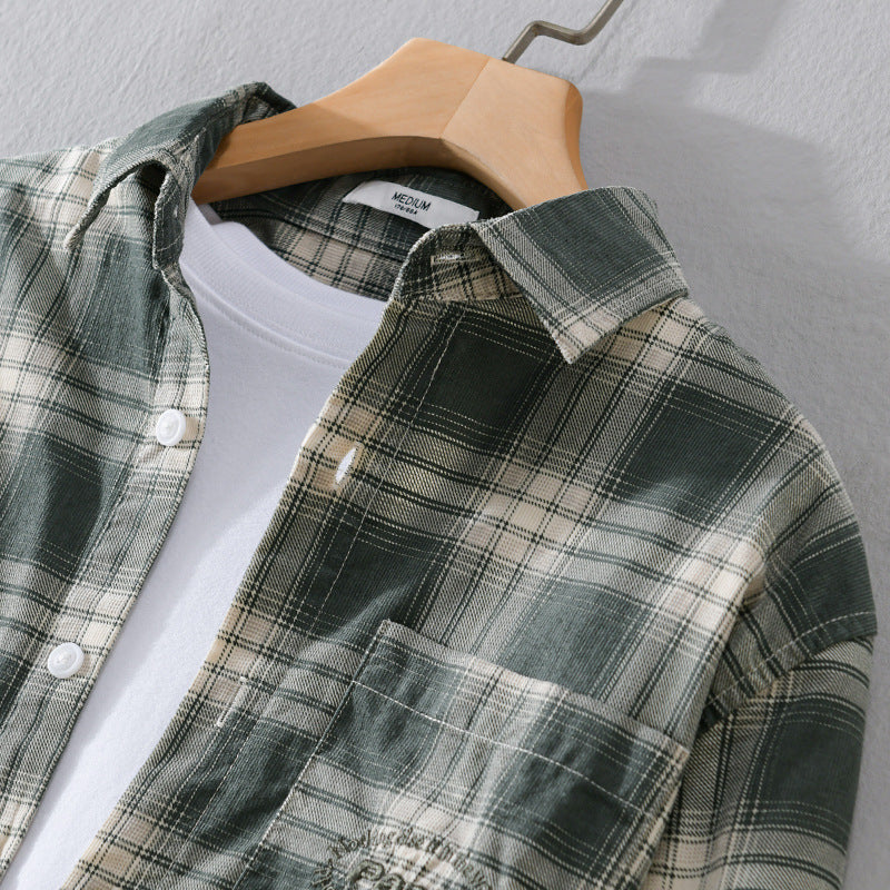 Men's Checkered Relaxed Overshirt made of lightweight cotton blend with chest pocket Chichicherry