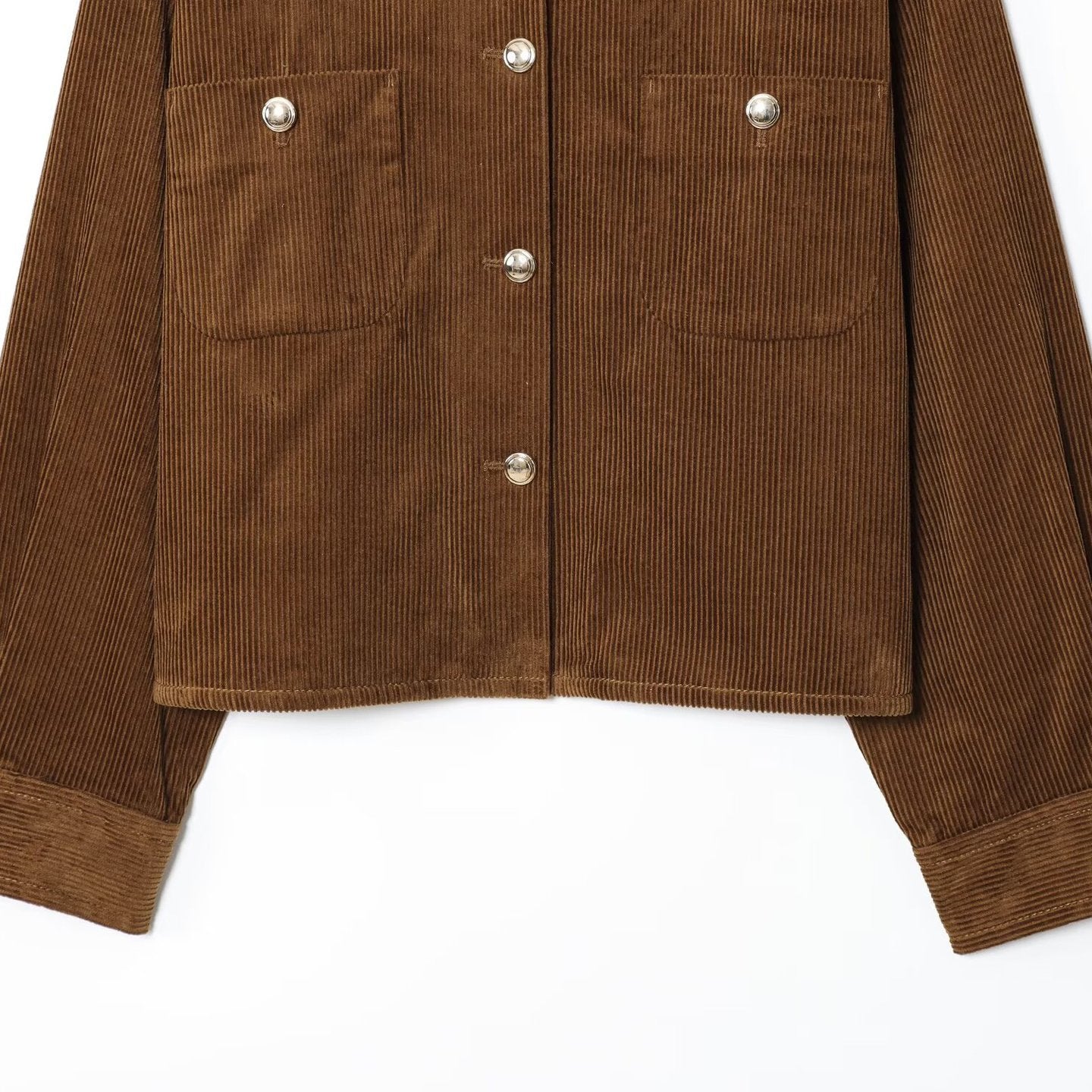 Women's Short Overshirt made of Cord with Snap Button Closure and Patch Pockets Chichicherry