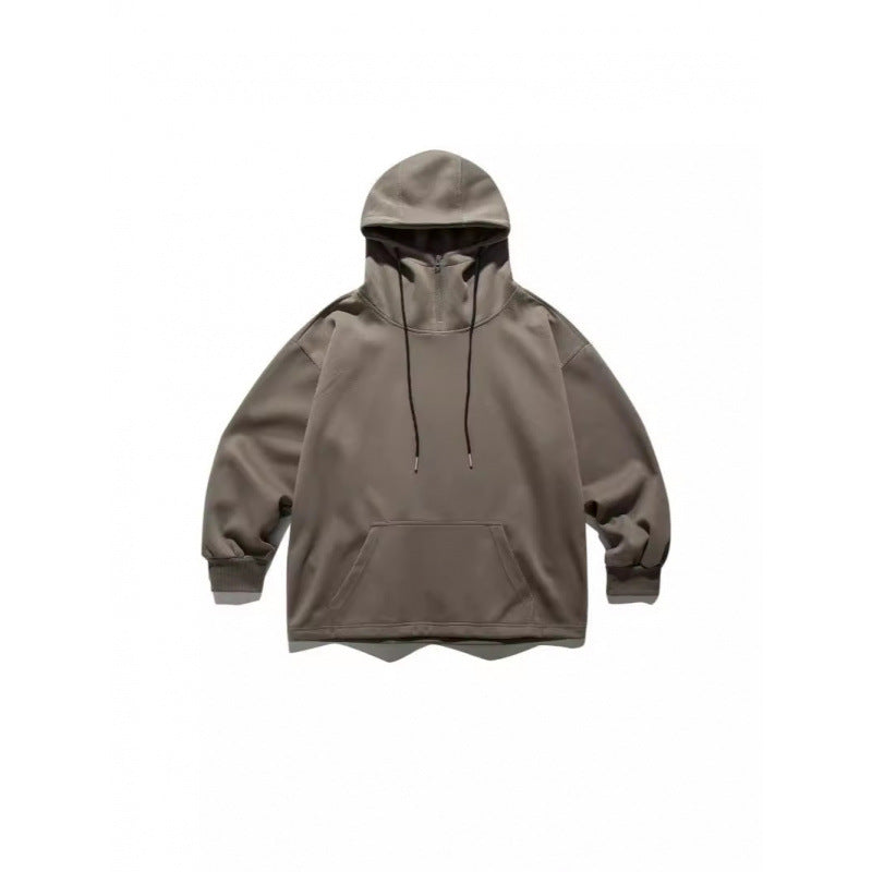 Unisex Oversize Hoodie with Half Zipper and Kangaroo Pocket Chichicherry
