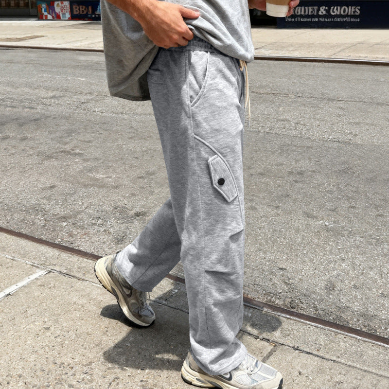 Men's Oversize Cargo Pants in Utility Streetwear Look with Drawstrings and Flap Pockets Chichicherry