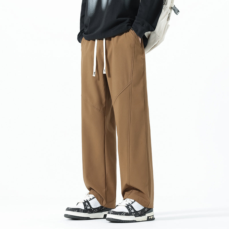 Men's Relaxed-Fit Leisure Pants with Drawstring Waist and Seams Chichicherry
