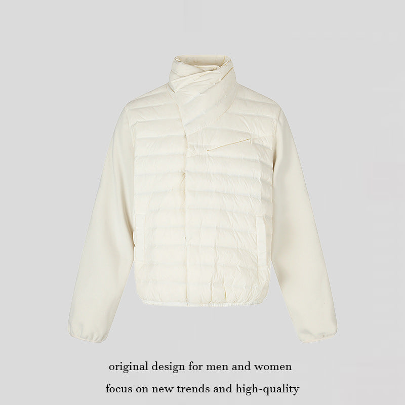 Women's quilted hybrid jacket with asymmetrical shawl collar and elastic waistband Chichicherry