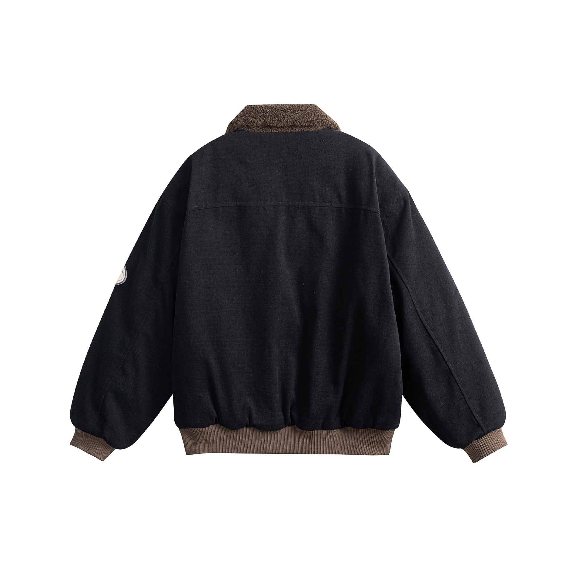 Unisex Boxy Bomber Jacket with Teddy Collar, Corduroy Look and Utility Pockets Chichicherry