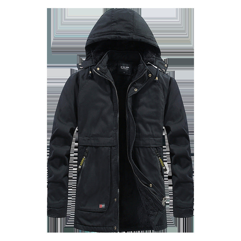 Men's city parka in canvas look with warming teddy fleece lining and hood Chichicherry