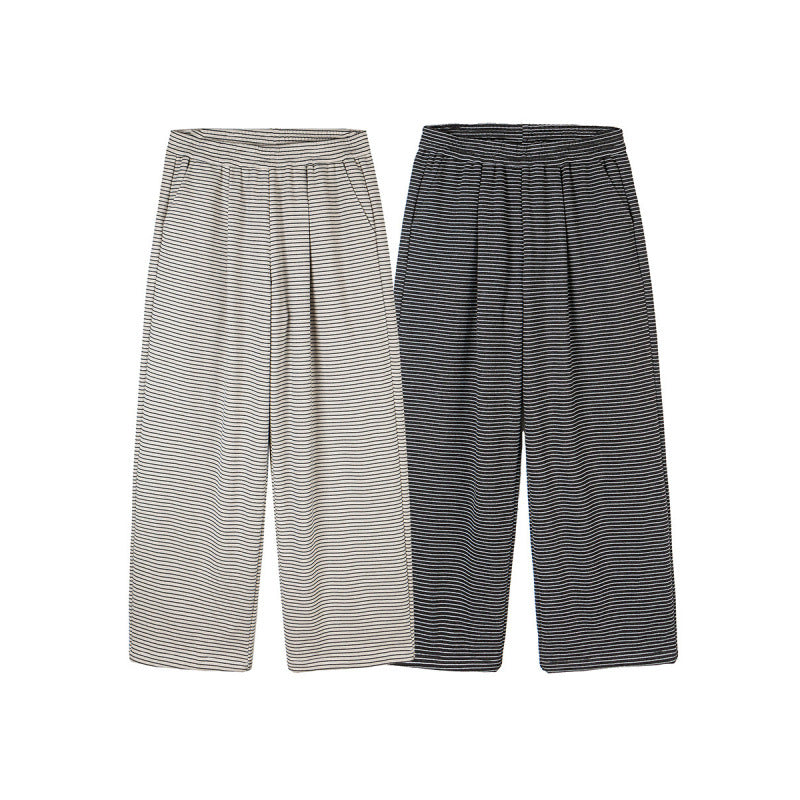 Women's culotte pants with wide leg, high waistband, and fine stripe pattern Chichicherry