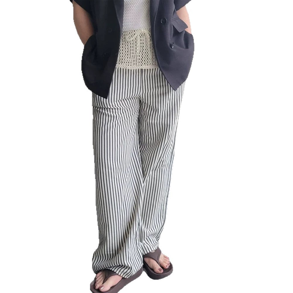 Women Wide Striped Palazzo Pants with High Waist and Flowing Viscose Quality Chichicherry