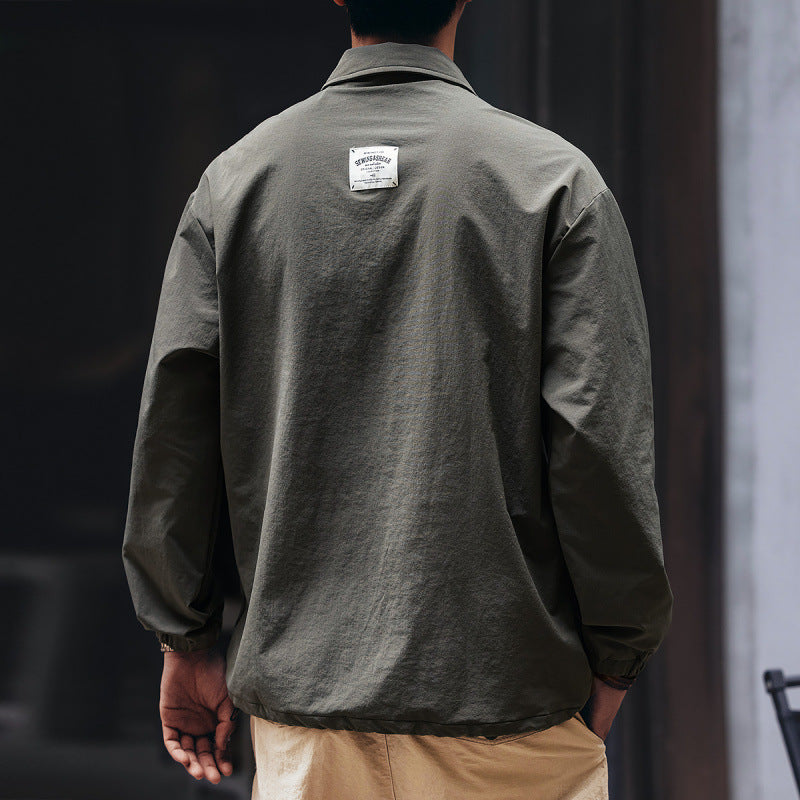 Herren Utility-Halbzip-Pullover mit Hemdkragen und Kängurutaschen Chichicherry
