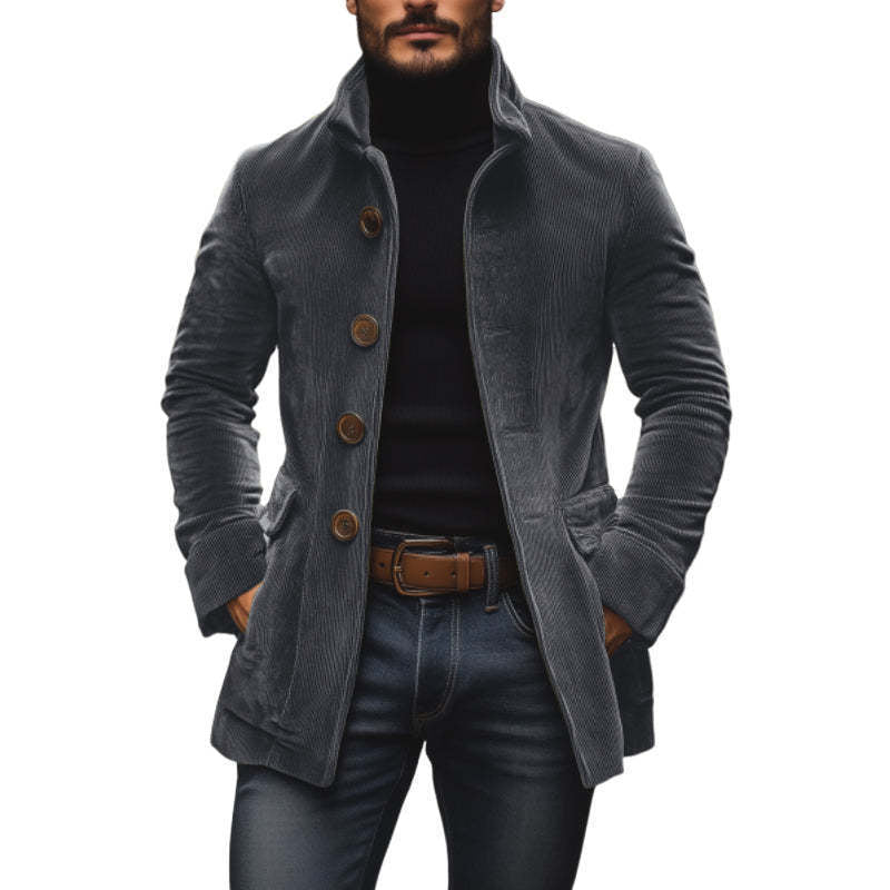 Men's cord coat with stand-up collar and tailored silhouette Chichicherry