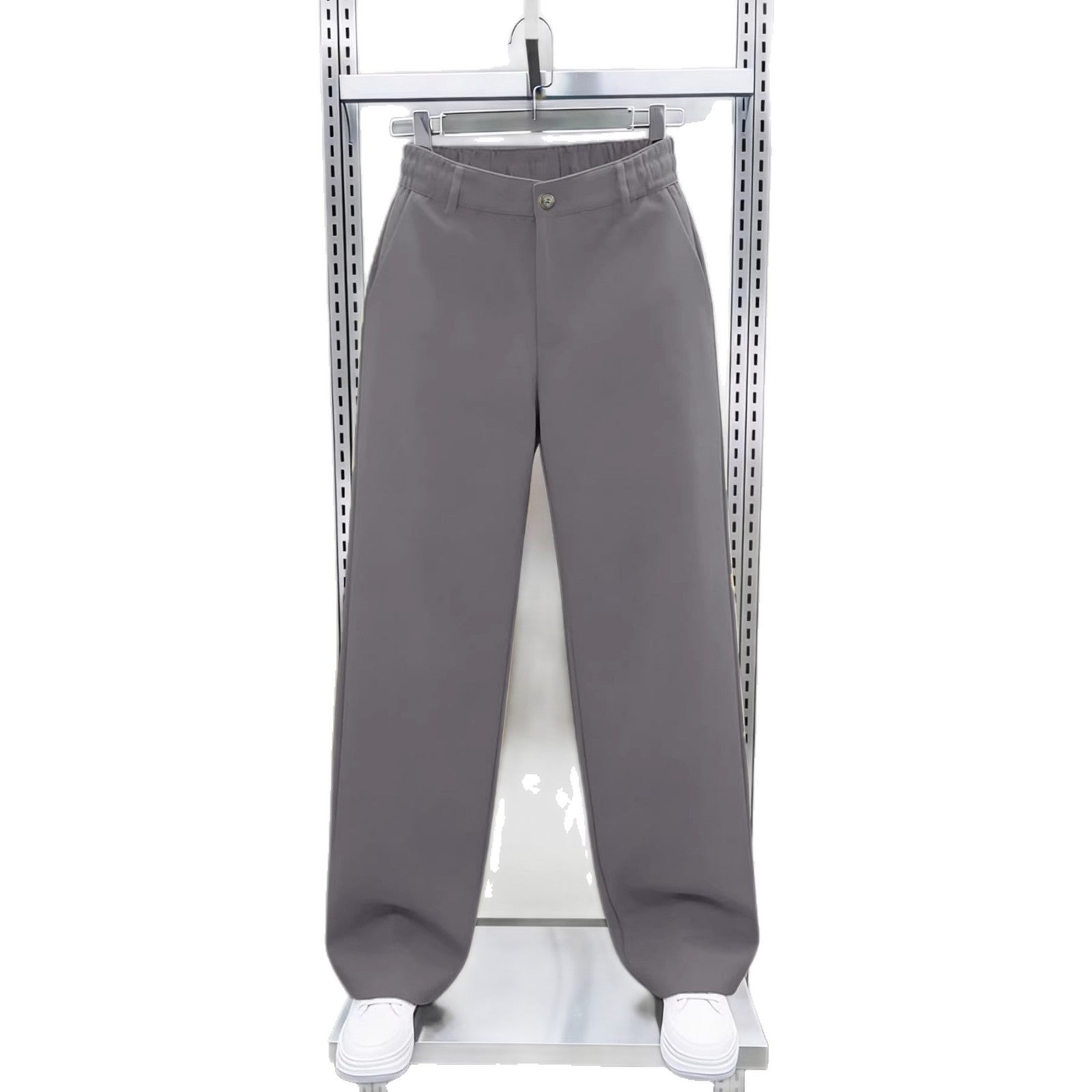 Men's Wide Twill Trousers with High Waist, Elastic Back Waistband and Straight Leg Chichicherry