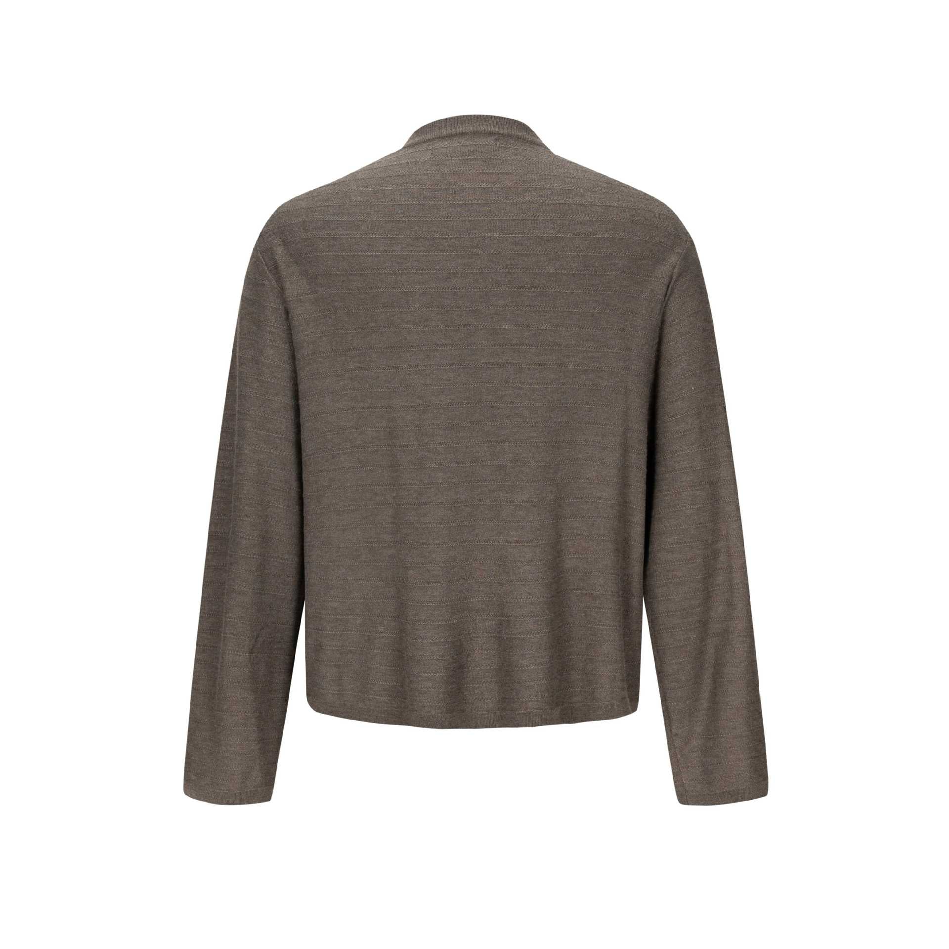 Unisex fine knit crew neck pullover with fine vertical texture and straight hem Chichicherry