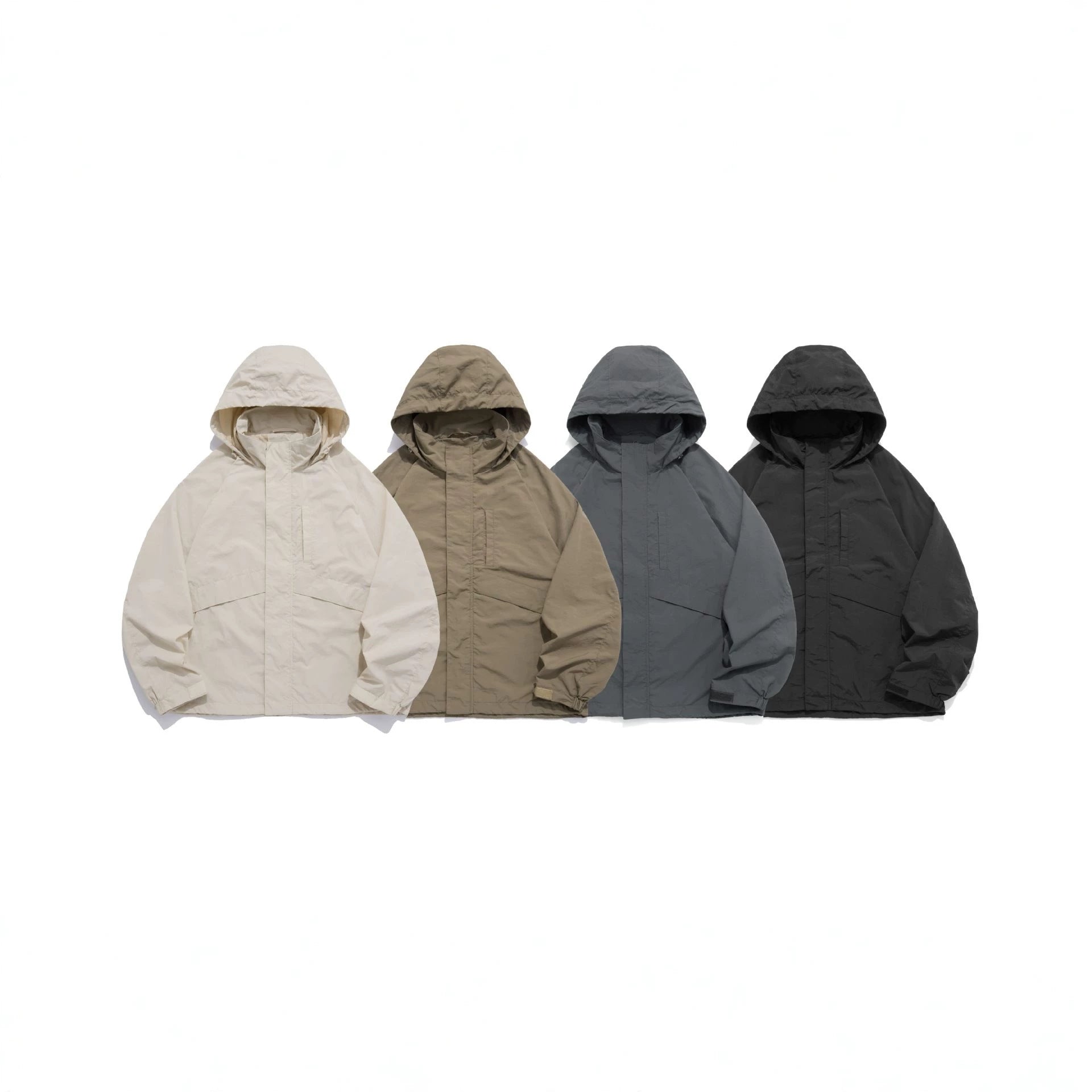 Unisex Wide water-repellent hooded parka with concealed zipper flap and flap pockets Chichicherry