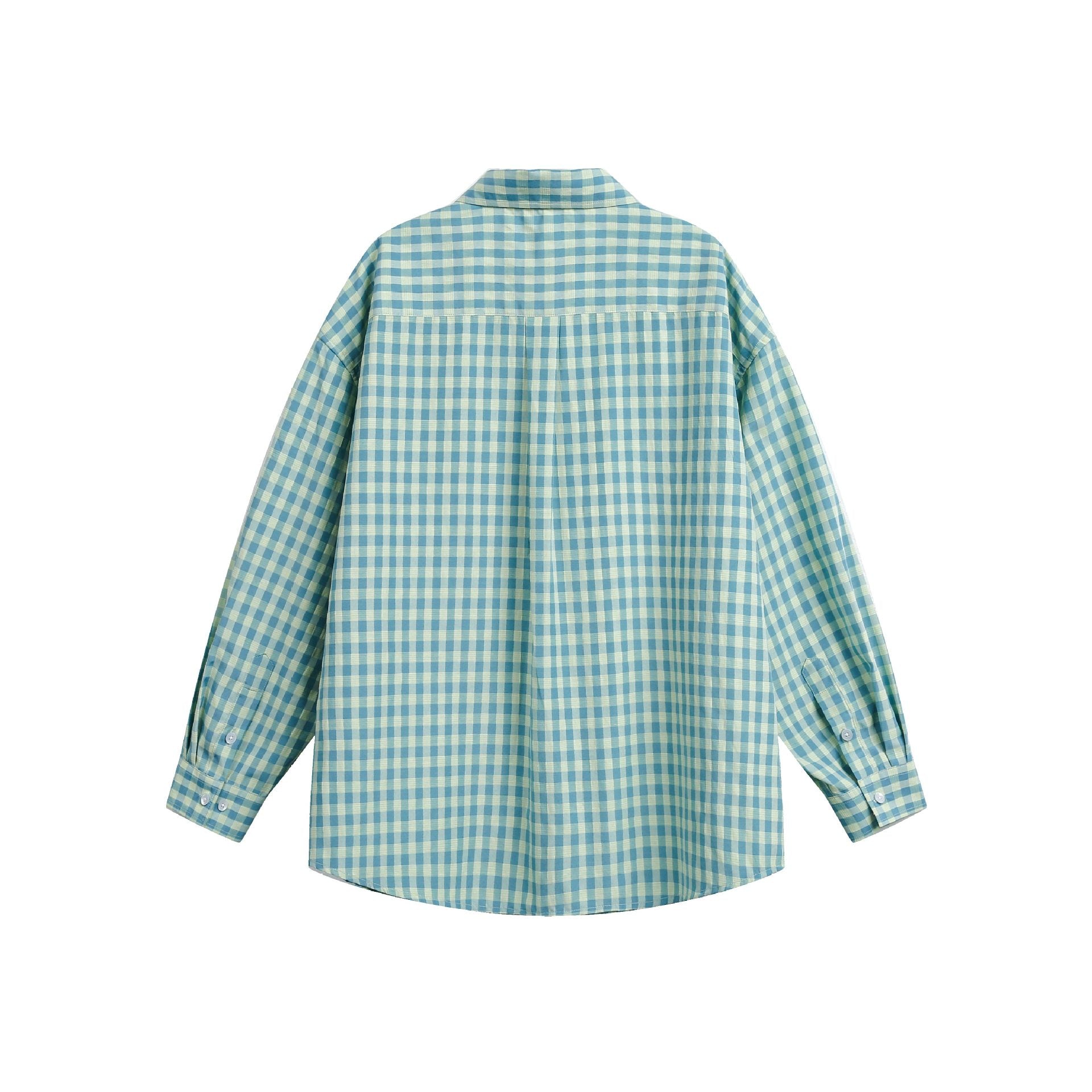 Women's Oversize Check Shirt with Boxy Silhouette, Kent Collar and Chest Pocket Chichicherry