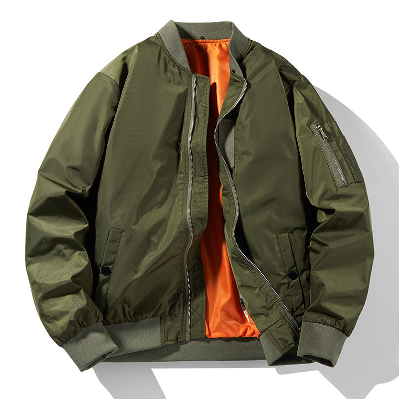 Men's Pilot Bomber Jacket in classic aviator style made of technical nylon with contrasting inner lining, sleeve pocket, and ribbed cuffs Chichicherry