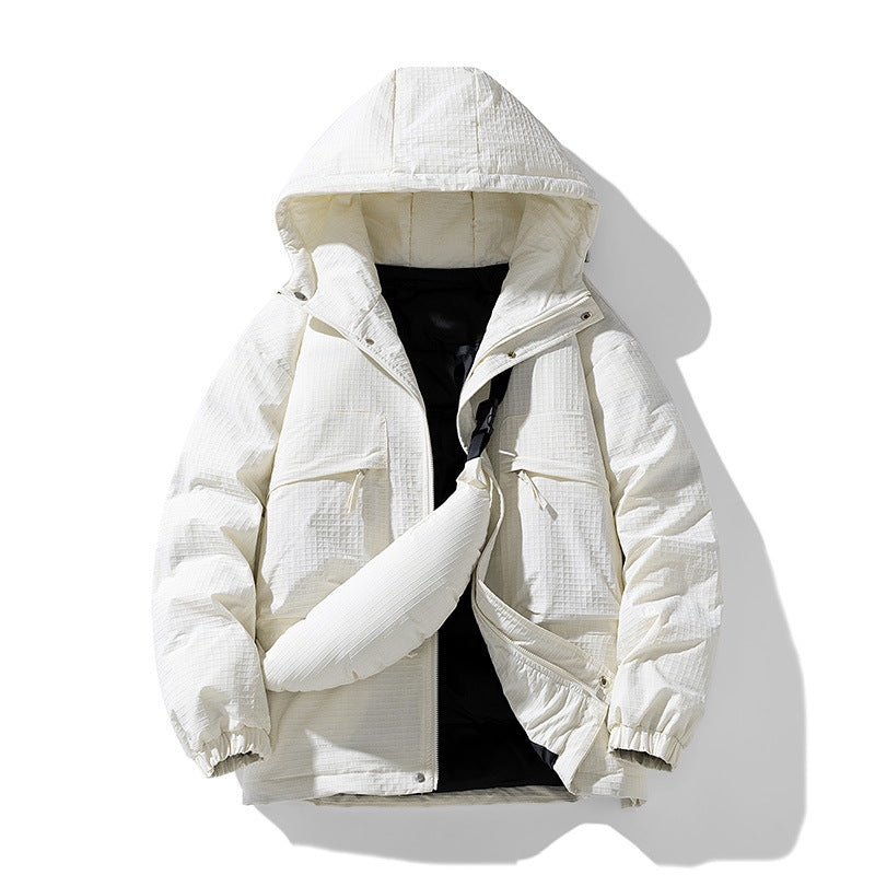 Men's Padded Ripstop Parka with Hood Oversized Cut and Integrated Shoulder Bag Chichicherry