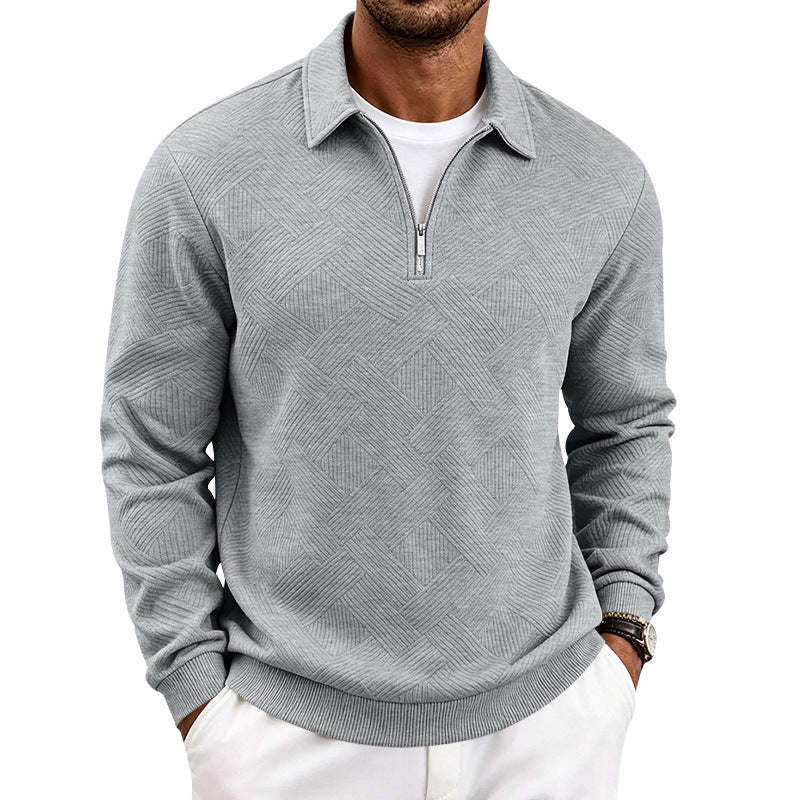 Men's half-zip pullover with geometric waffle structure Chichicherry