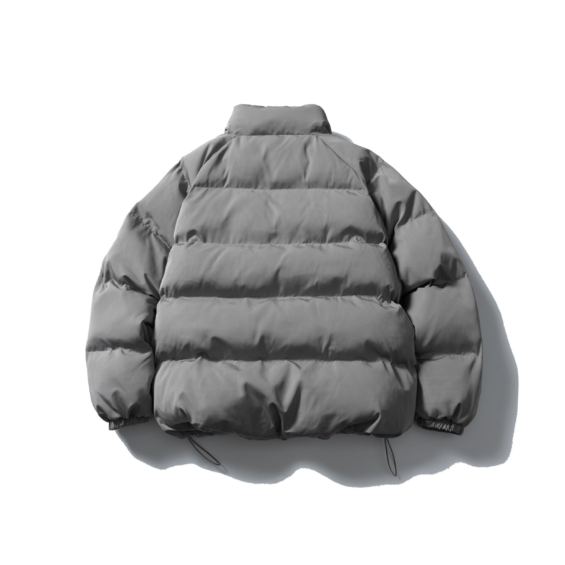 Unisex Short Cut Quilted Jacket in Boxy Cut with High Collar and Drawstring Chichicherry
