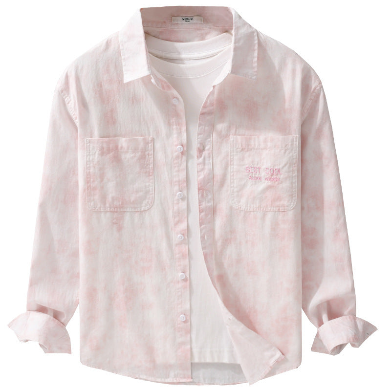 Men's Lightweight Cotton Overshirt with Subtle Tie-Dye Look, Chest Pockets and Relaxed Fit Chichicherry