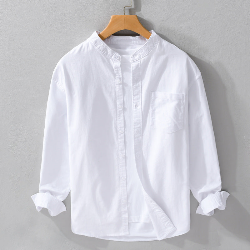 Men's Stand Collar Overshirt made of Cotton Blend with tonal Chest Pocket and Soft-Touch Chichicherry