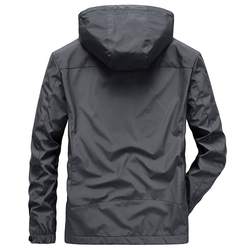 Men's Waterproof Softshell Jacket with Hood and Fleece Lining, Windproof and Breathable Chichicherry