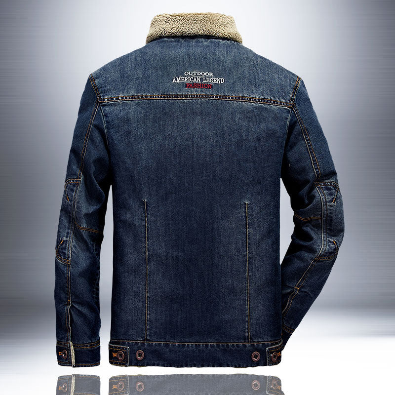 Men's denim jacket with warming Sherpa lining and shirt collar Chichicherry