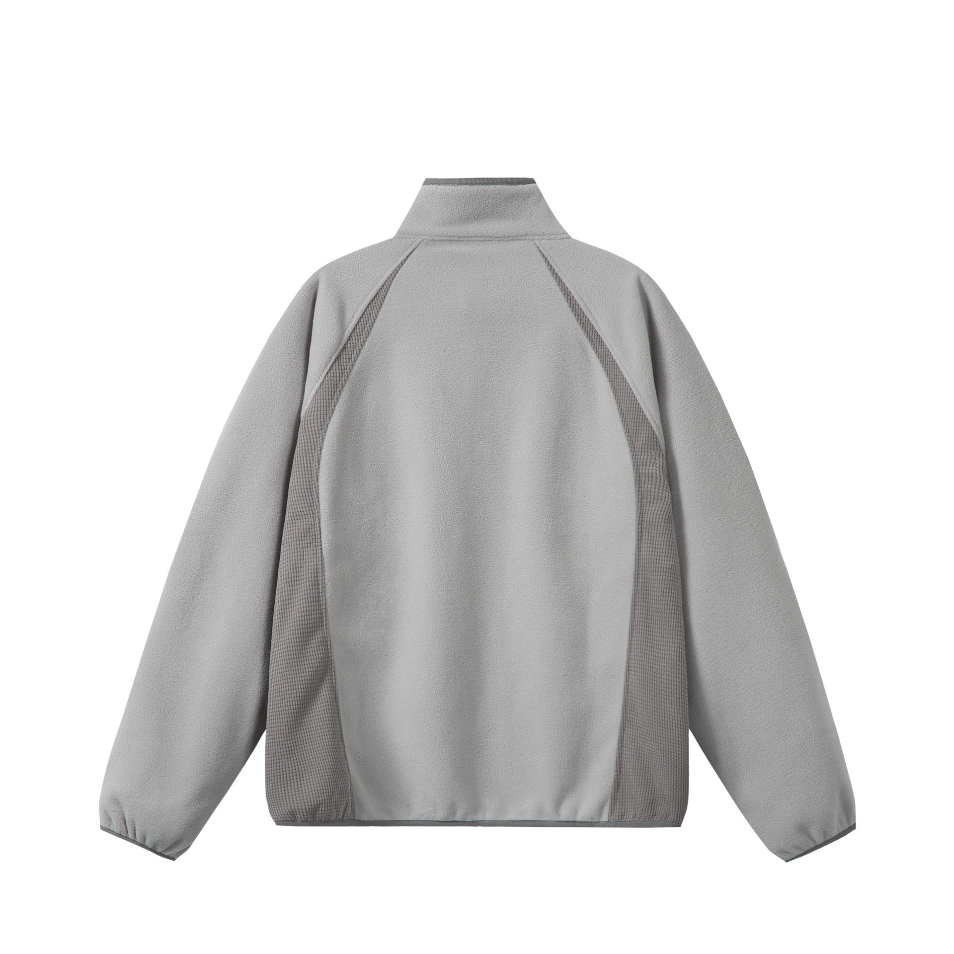 Unisex Fleece Zip Jacket with Stand-up Collar and Structured Side Inserts Chichicherry