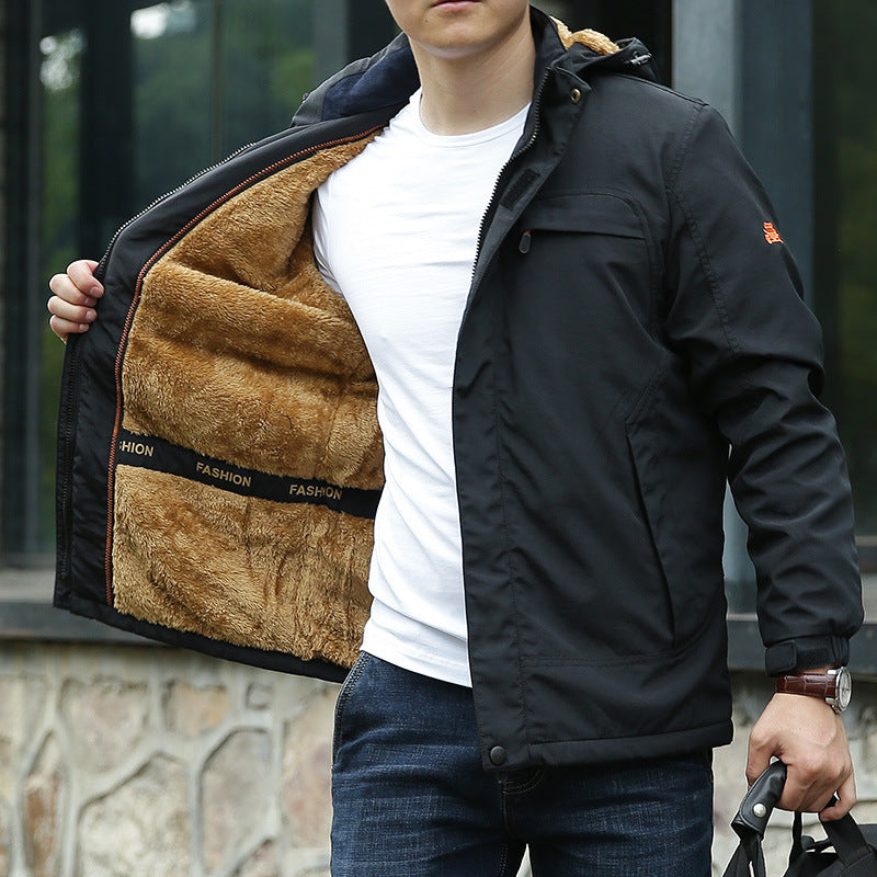 Men's padded hooded parka with teddy lining and windproof canvas look Chichicherry