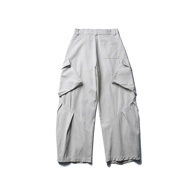 Men's wide cargo pants with asymmetrical flap pockets and cropped leg Chichicherry