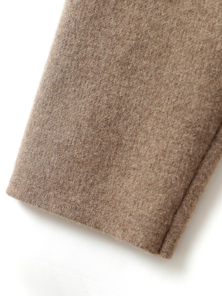 Women's High-Waisted Knit Pants with Cashmere-like Feel and Tapered Leg Chichicherry