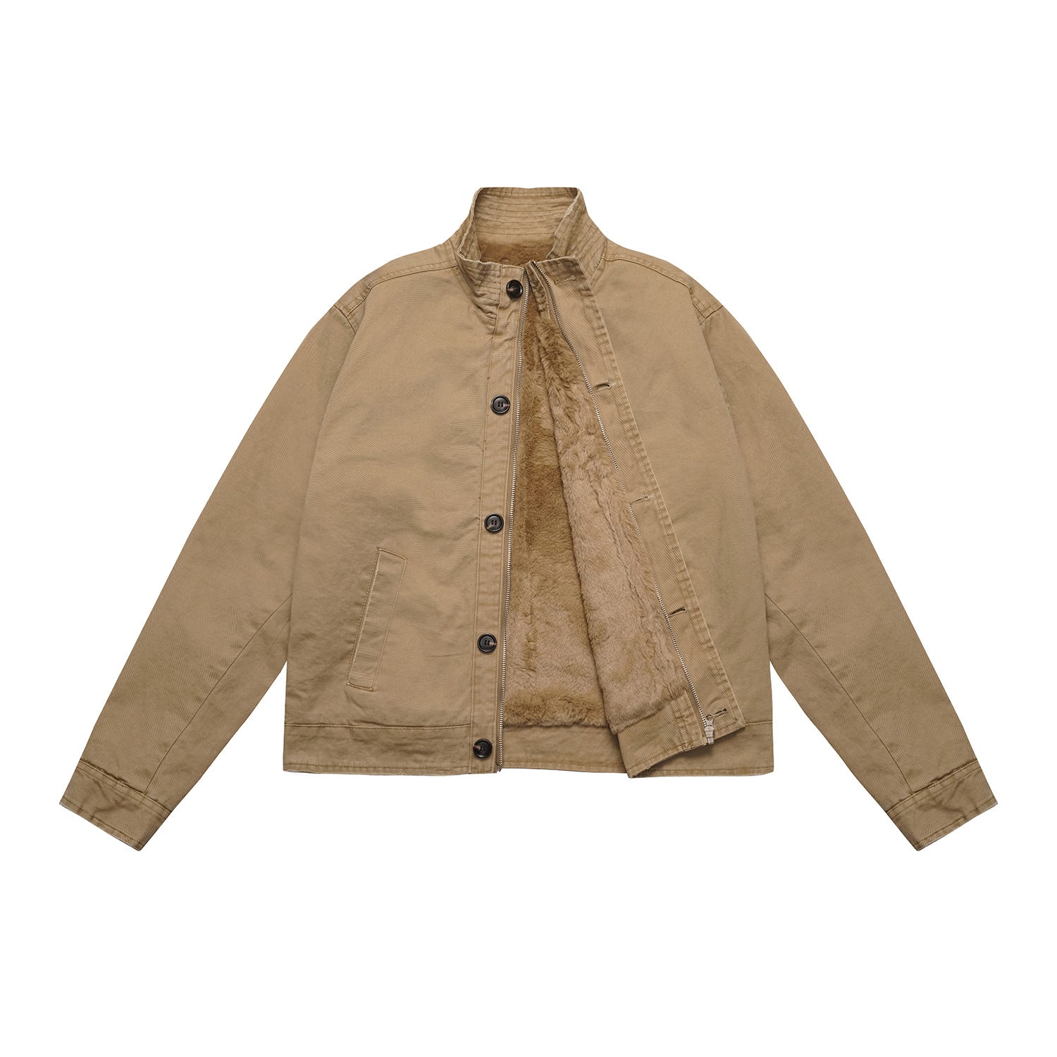 Men's short jacket in field blouson style with soft teddy lining and stand-up collar Chichicherry