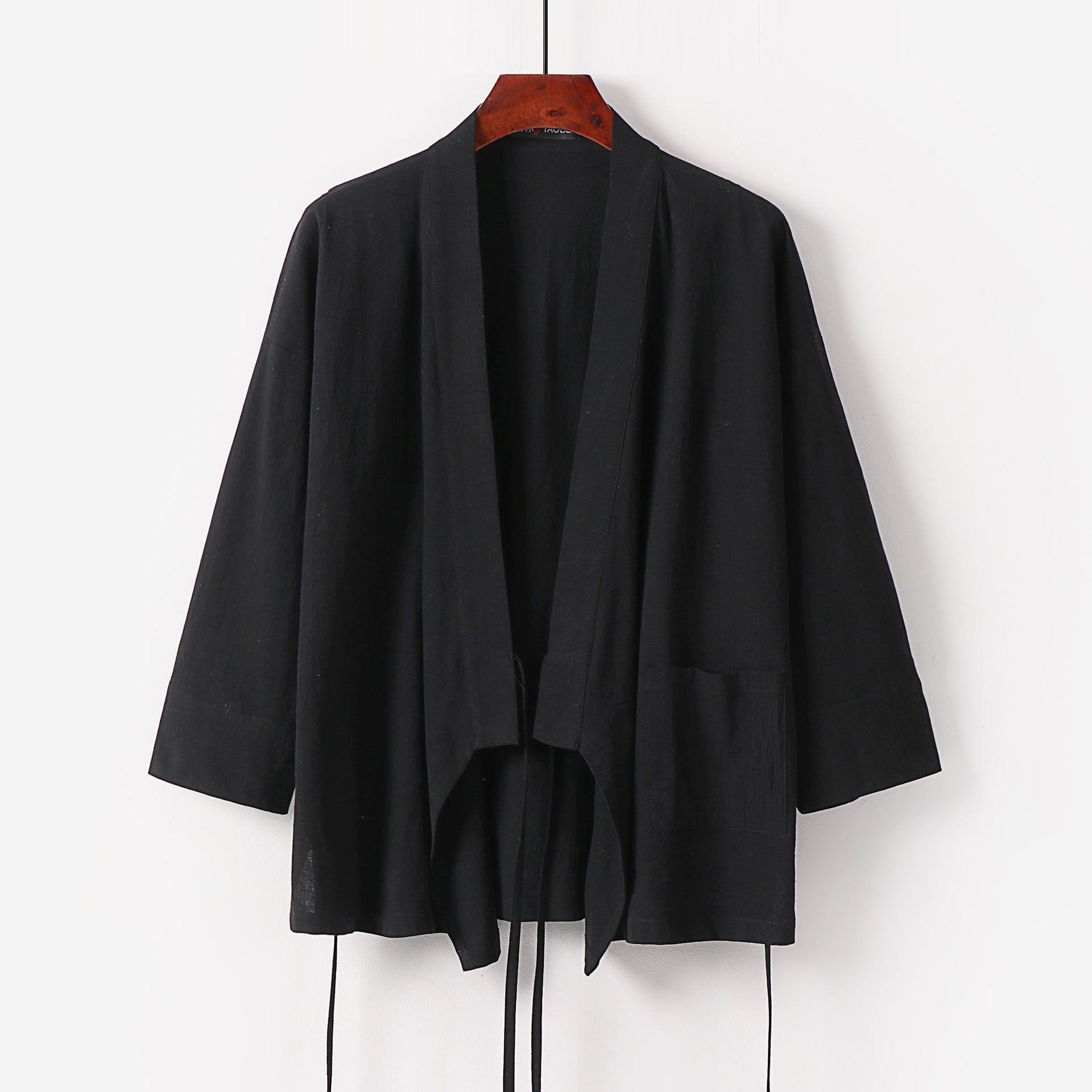 Ladies Kimono Cardigan made of cotton-linen with three-quarter sleeves, tie belt and patch pockets Chichicherry