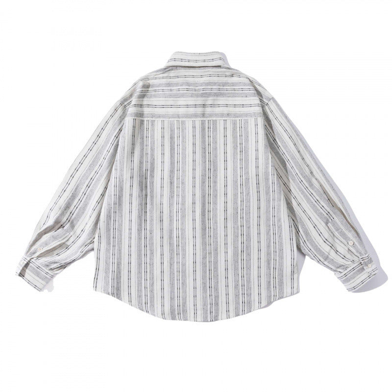 Men's oversized shirt in boxy cut with textured stripe pattern and rounded hem Chichicherry