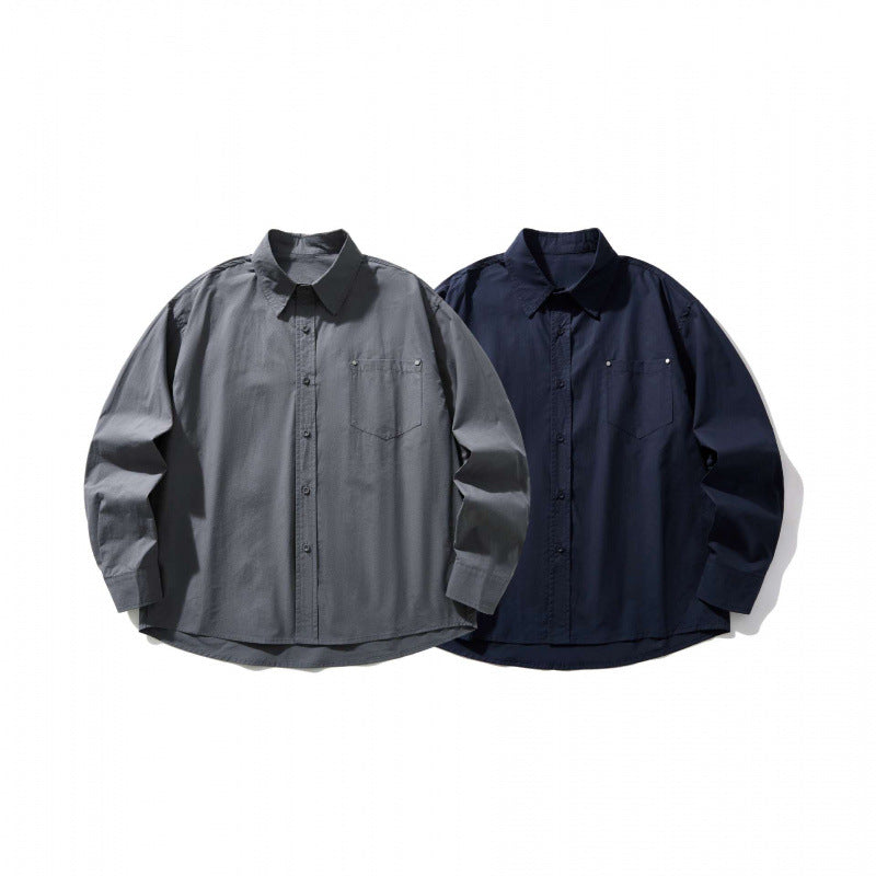 Men's Boxy Overshirt with Chest Pocket and Shirt Collar made of Lightweight Cotton Mix Chichicherry