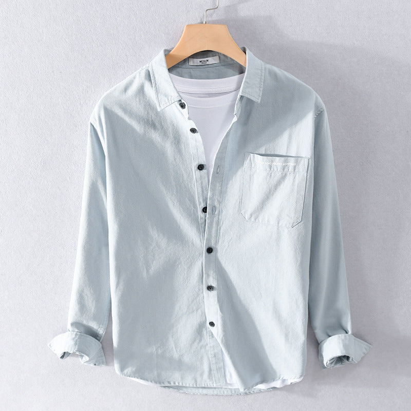 Men's lightweight cotton long-sleeve shirt in overshirt style with flap pocket and contrasting buttons Chichicherry