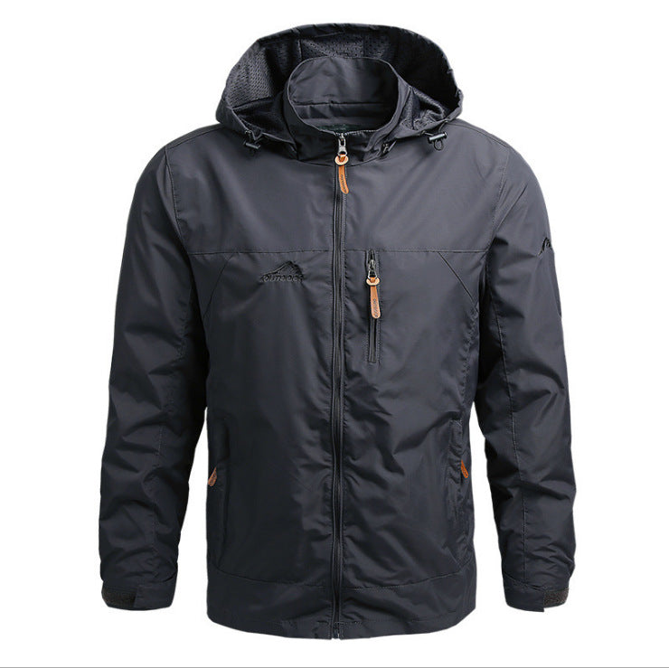 Men's Lightweight Water-Repellent Hooded Windbreaker with Chest Pocket and Adjustable Hem Chichicherry