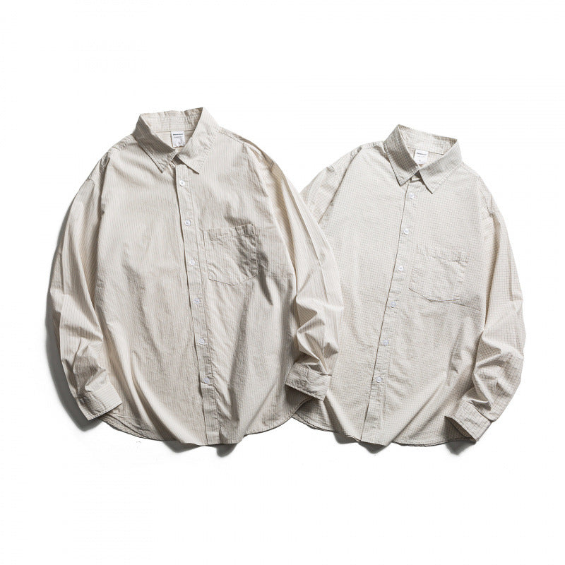 Men's oversized shirt made of cotton blend with fine pinstripes and chest pocket Chichicherry