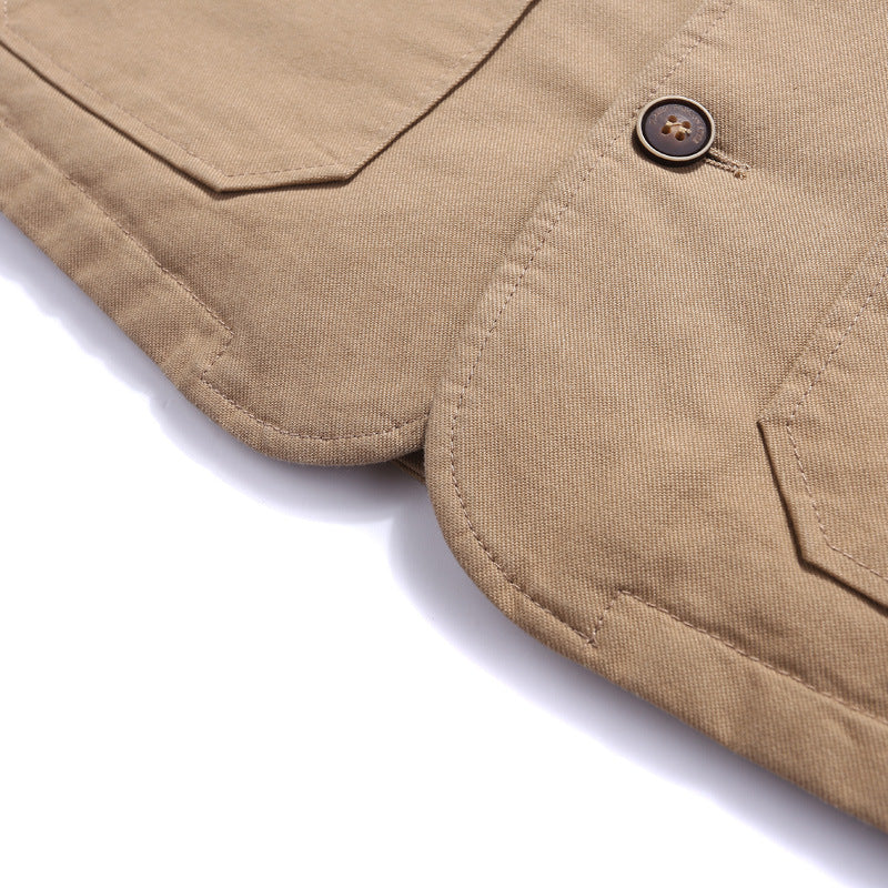 Men's Robust Thermo-Canvas Vest with Warming Teddy Lining and Button Closure Chichicherry