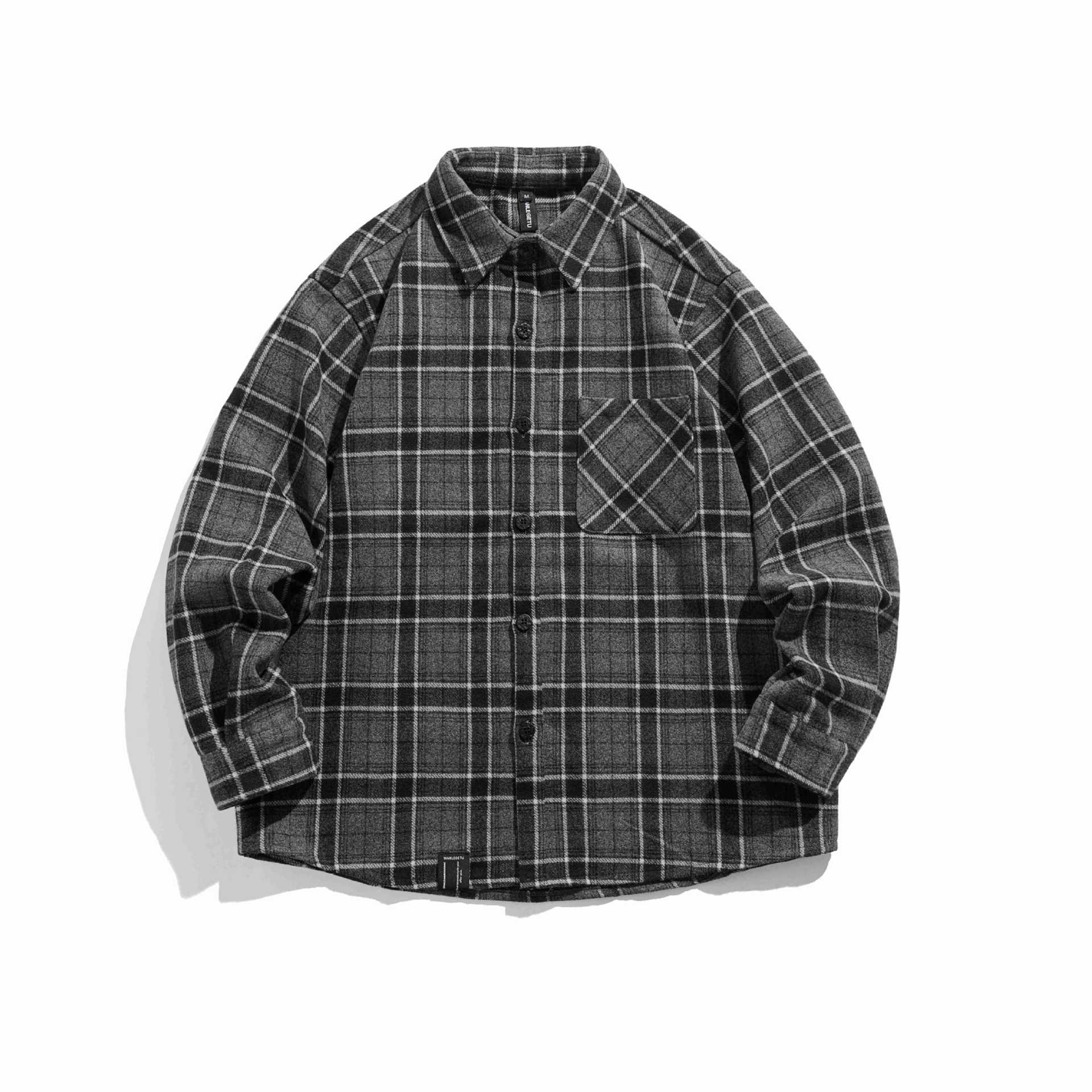 Men's Checkered Overshirt in Shacket Style made of soft Flannel with patch Chest Pocket Chichicherry