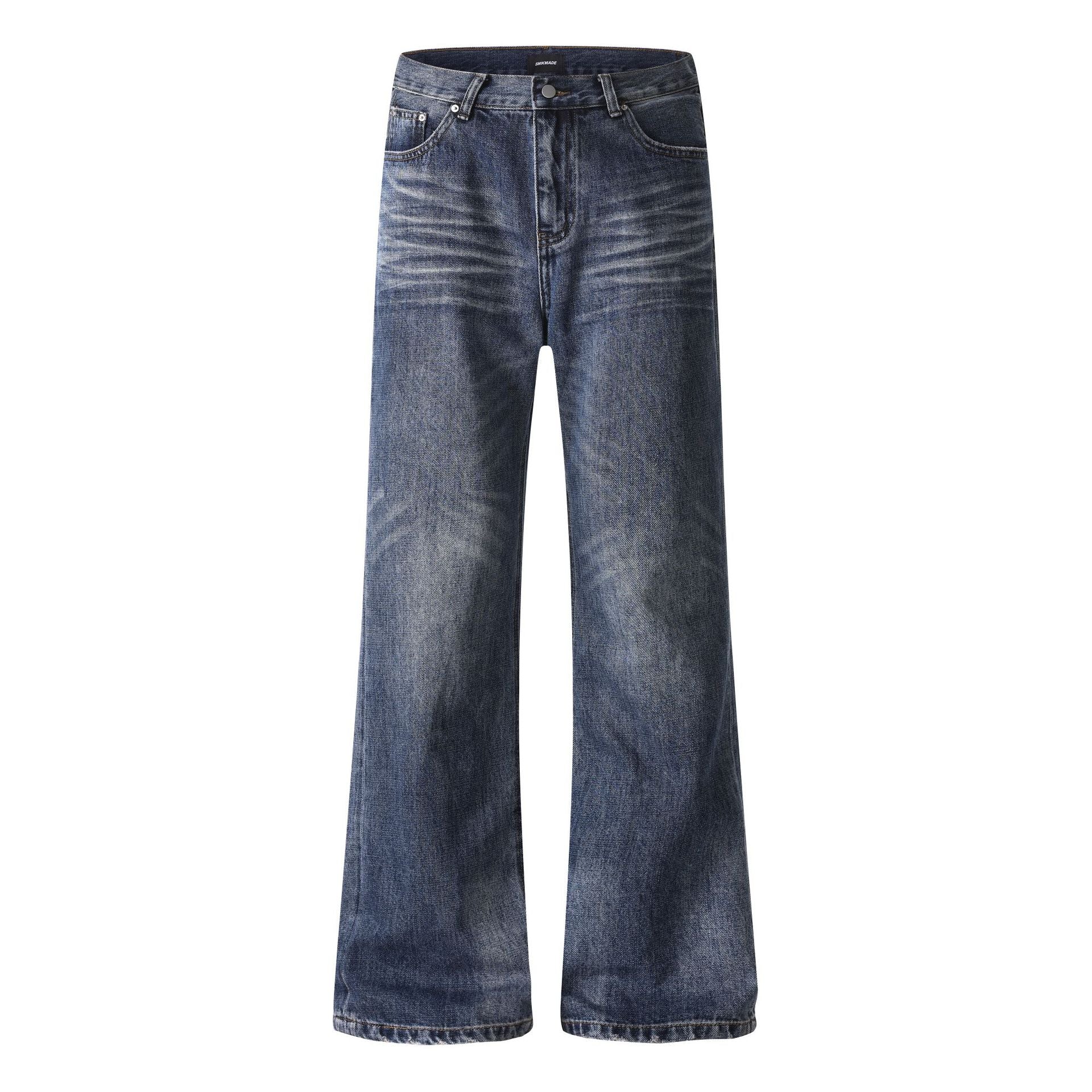 Women's wide cropped jeans with high waist and used effect Chichicherry