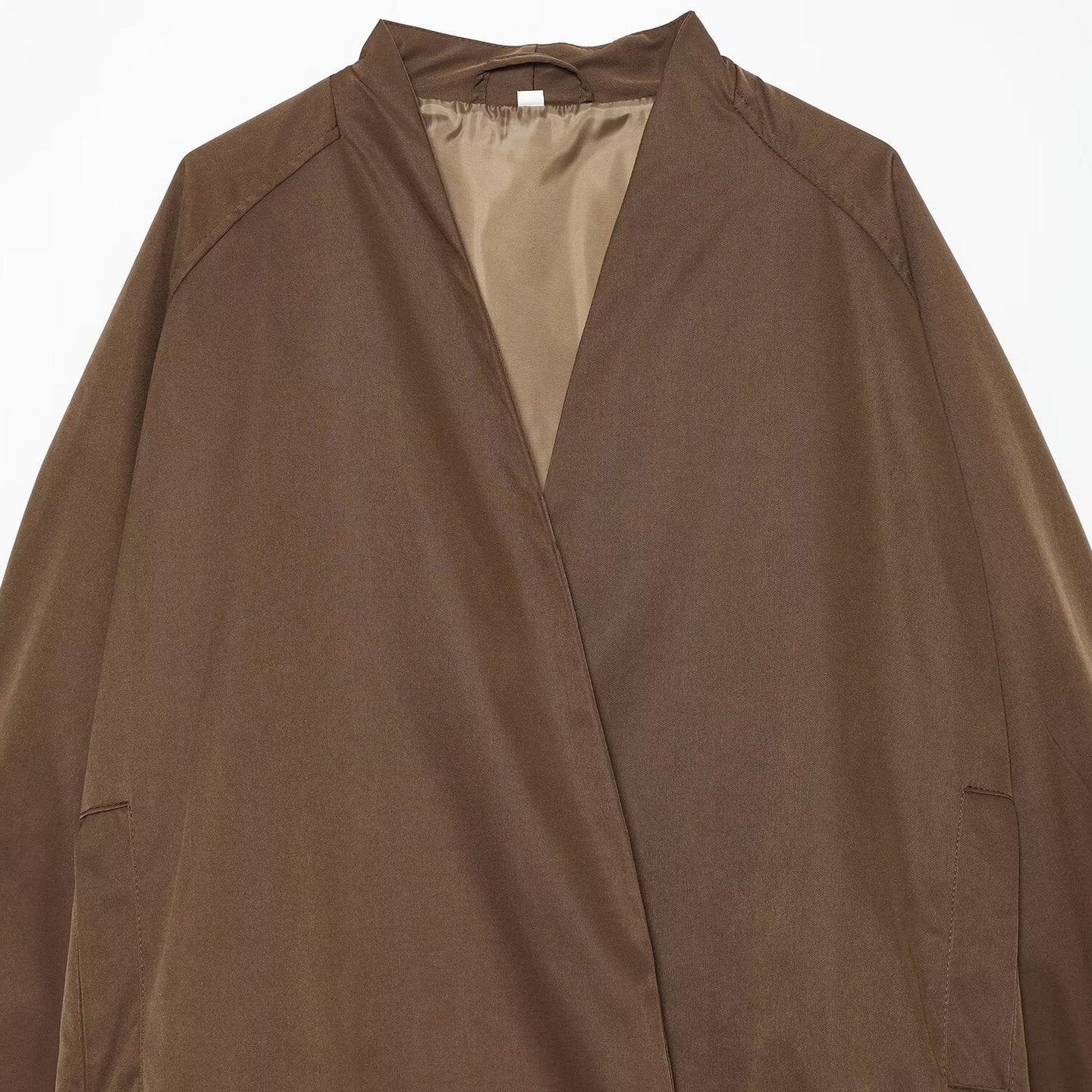 Ladies Lightweight Cropped Bomber Jacket in Oversized Look with Open Shawl Collar Chichicherry