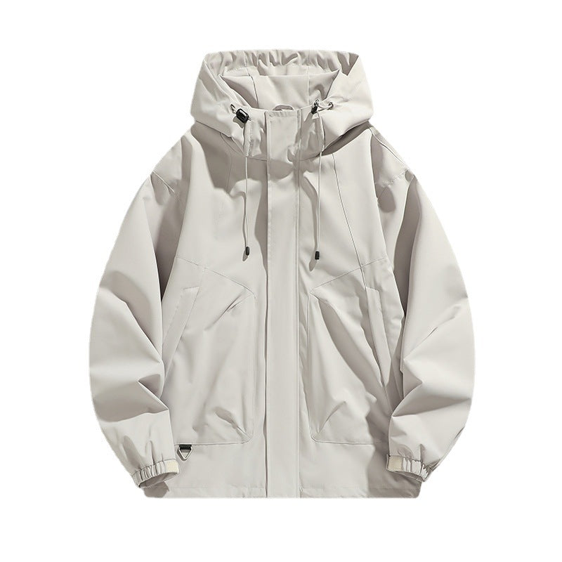 Unisex Lightweight Waterproof Utility Hoodie Jacket with Adjustable Cuffs and Large Pockets Chichicherry