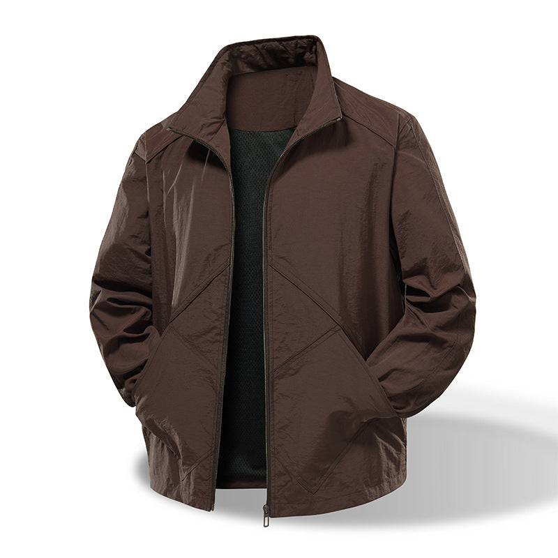 Men's Lightweight Technical Windbreaker with Mesh Lining and Stand-Up Collar Chichicherry