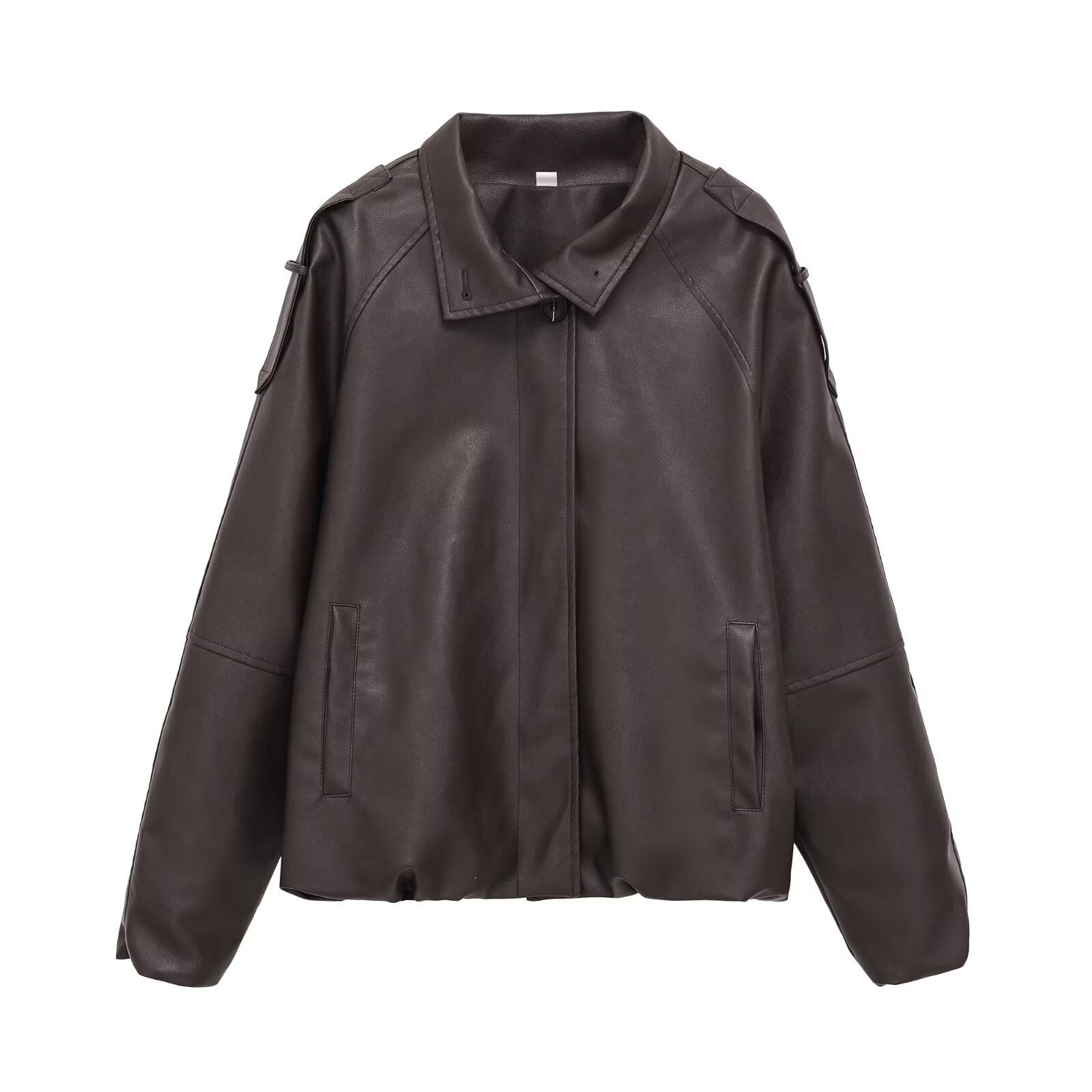 Women's short jacket made of vegan leather look in boxy oversized cut Chichicherry