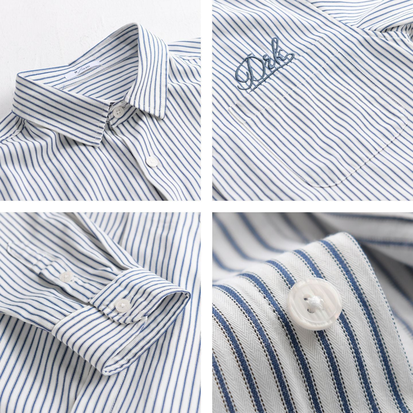 Men Striped Overshirt Shirt with Chest Pocket and Tonal Logo Embroidery Chichicherry