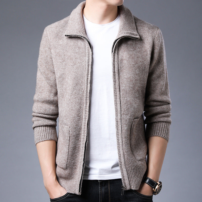Men's cardigan with full zip, stand-up collar, and patch pockets Chichicherry